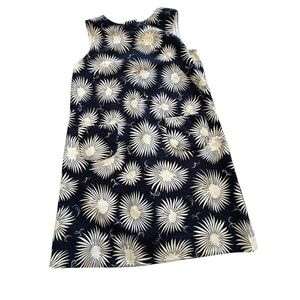 Milly Minis Shift Dress Sz 10 Girls Navy Blue Floral Bursts Pink Buttons Cotton